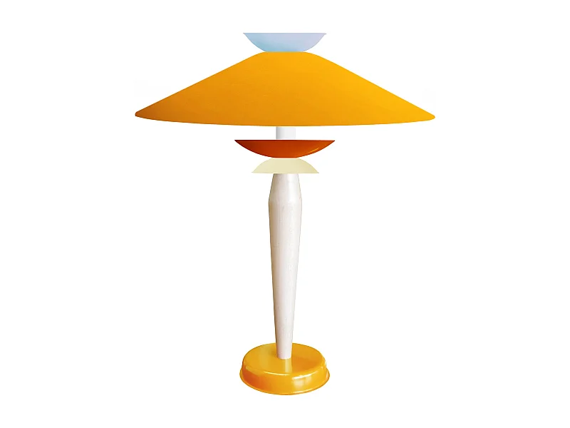 Lampe a Poser TOSEL ,métal,bois,Jaune ,H52xD39xP39cm