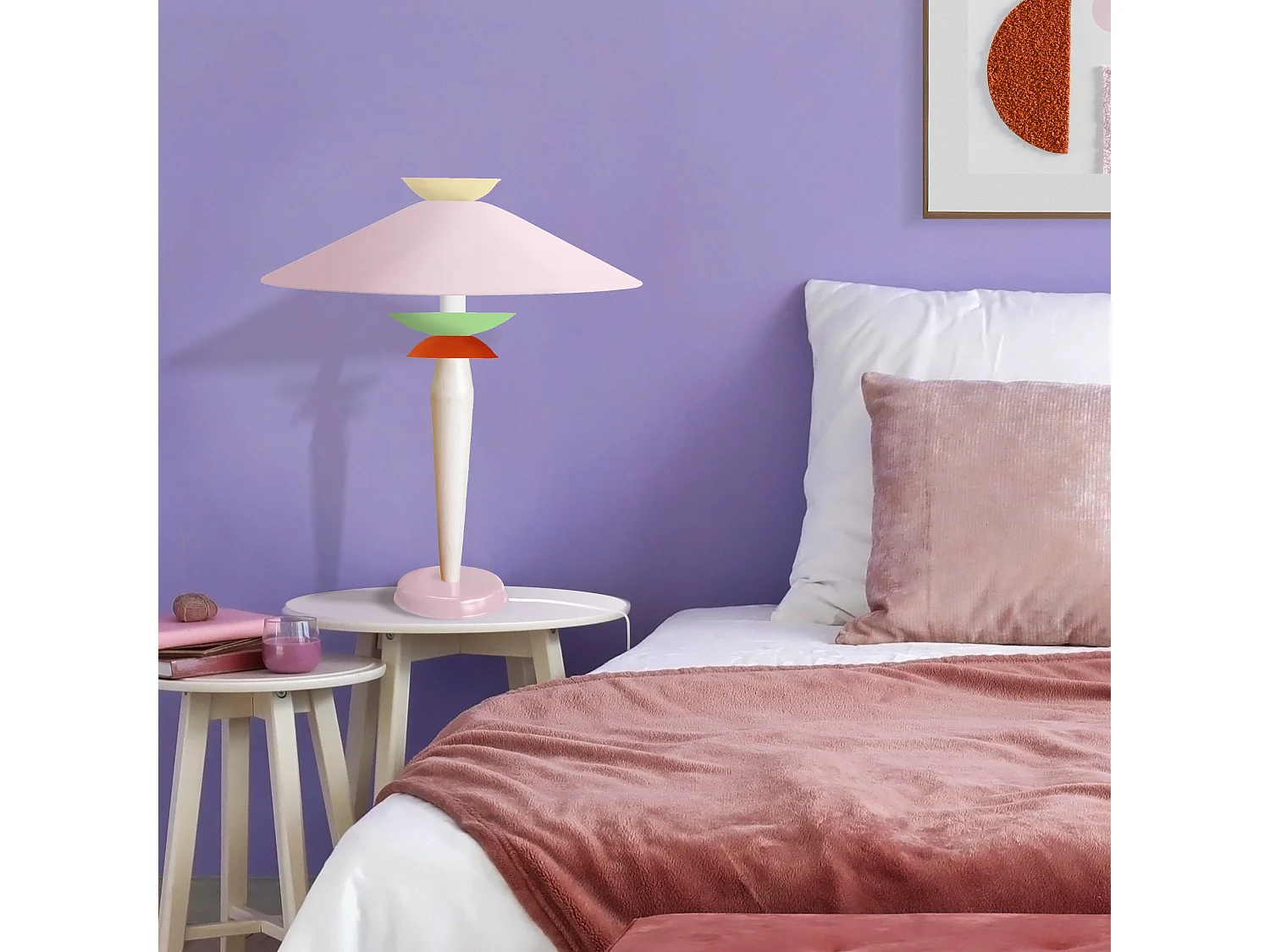 Lámpara de Mesa  TOSEL ,metal,madera,Rosa ,A52xD39xP39cm