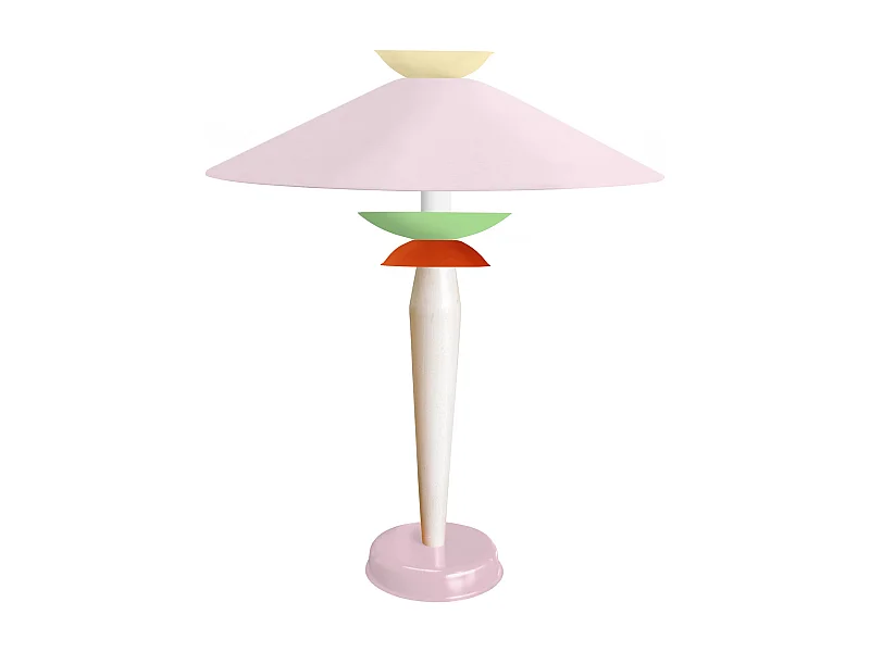 Lampe a Poser TOSEL ,métal,bois,Rose ,H52xD39xP39cm