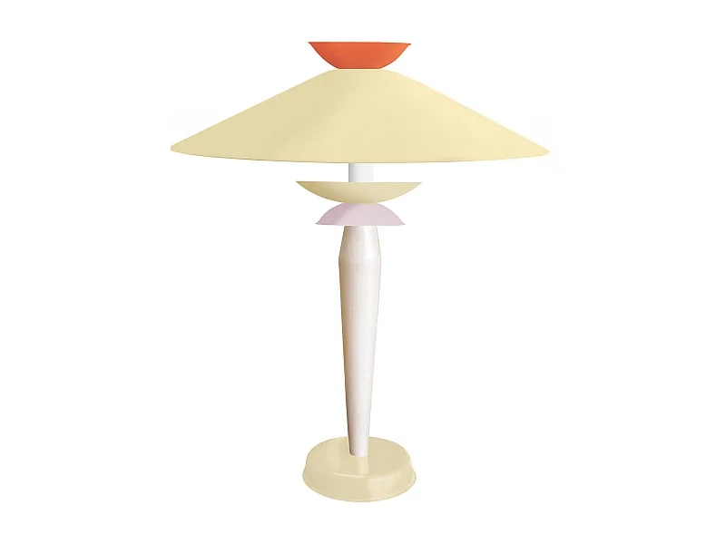 Lampe a Poser TOSEL ,métal,bois,beige,H52xD39xP39cm
