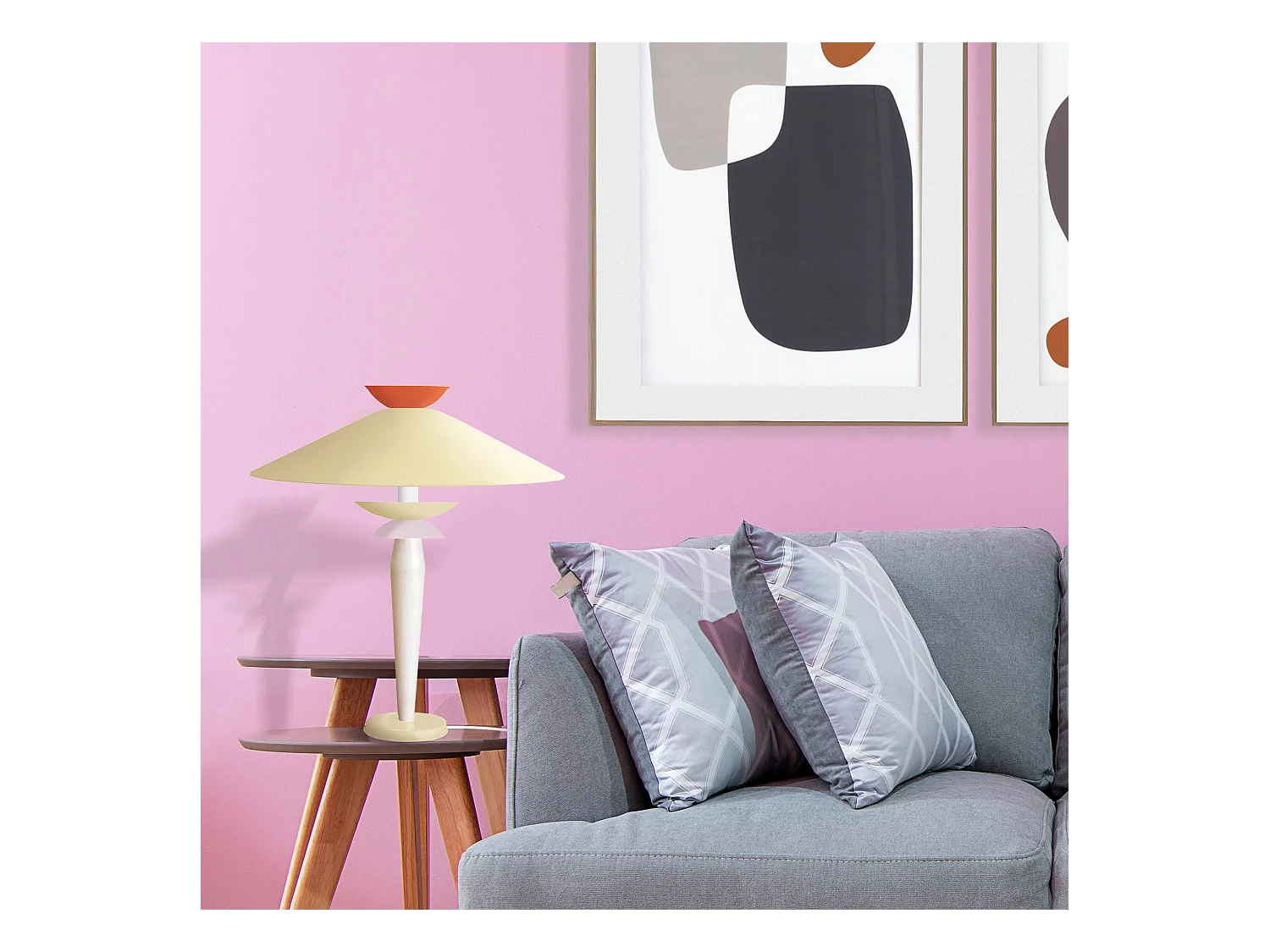 Lampe a Poser TOSEL ,métal,bois,beige,H52xD39xP39cm