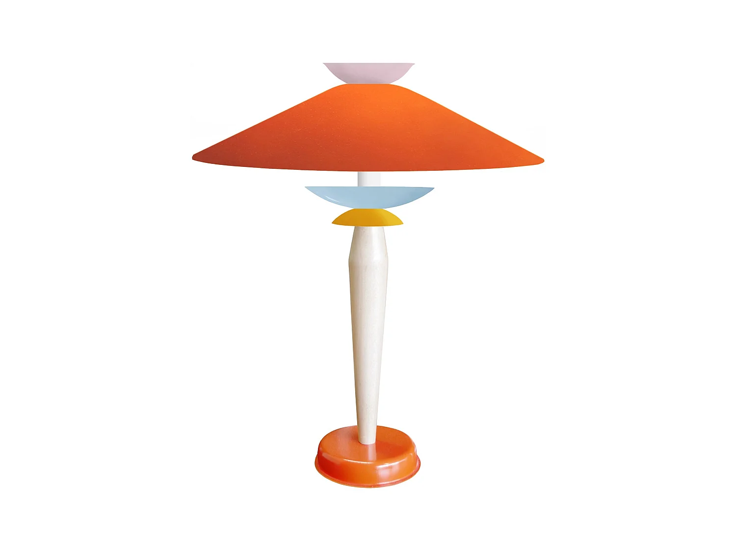 Lampe a Poser TOSEL ,métal,bois,Orange ,H52xD39xP39cm