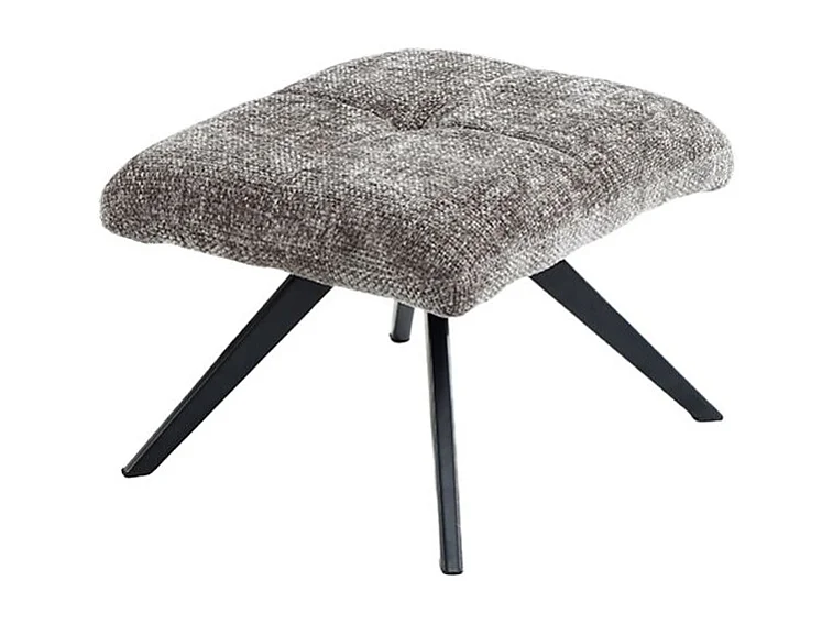 Fauteuil rotatif 360° et repose-pied tissu gris pieds métal – GILLIAN