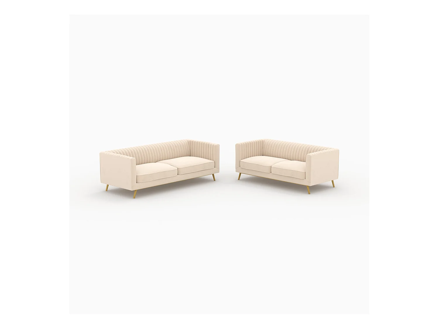 Conjunto de sofás de terciopelo beige para 5 personas - Gatsby