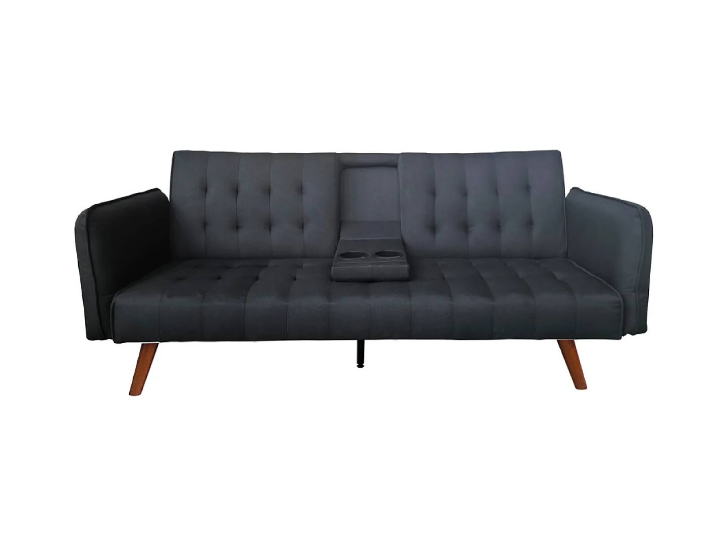 Canapé 3 places convertible avec tablette centrale rabattable noir INVERNESS