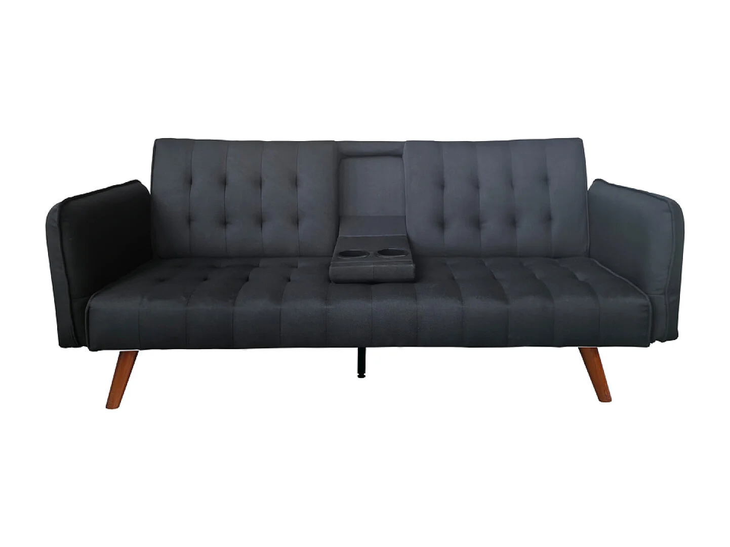 Canapé 3 places convertible avec tablette centrale rabattable noir INVERNESS