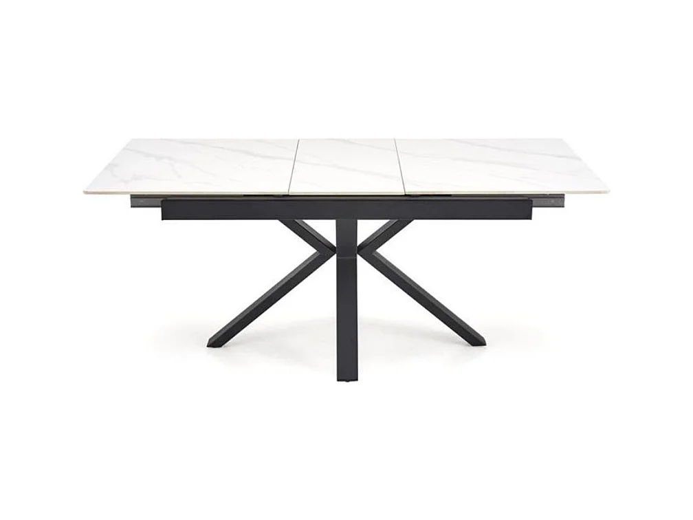 Mesa de comedor de diseño JUAN de aspecto mármol blanco 140-180 cm