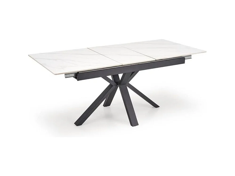 Mesa de comedor de diseño JUAN de aspecto mármol blanco 140-180 cm