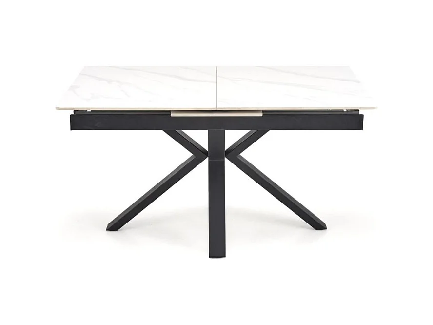 Mesa de comedor de diseño JUAN de aspecto mármol blanco 140-180 cm