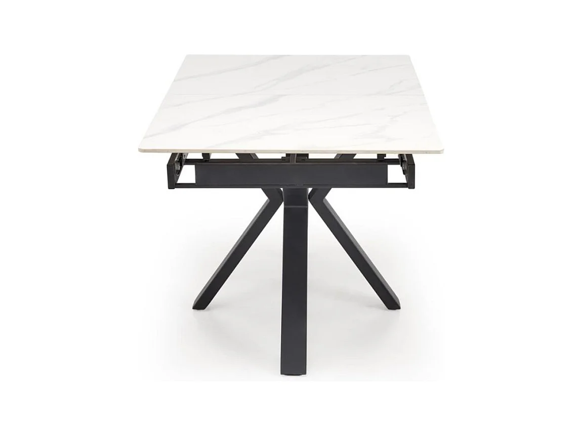 Mesa de comedor de diseño JUAN de aspecto mármol blanco 140-180 cm