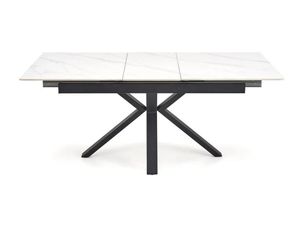 Mesa de comedor de diseño JUAN de aspecto mármol blanco 140-180 cm