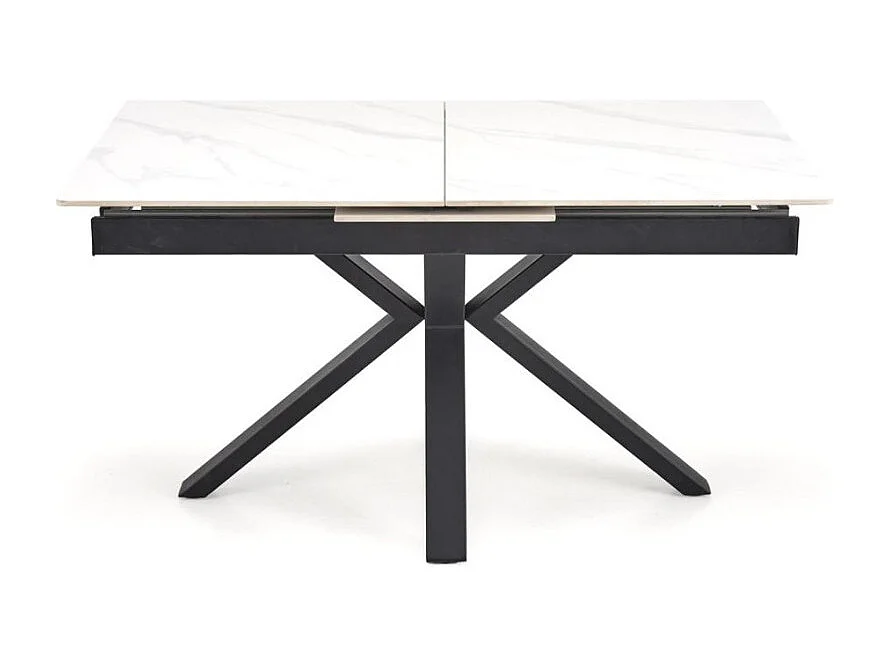 Mesa de comedor de diseño JUAN de aspecto mármol blanco 140-180 cm