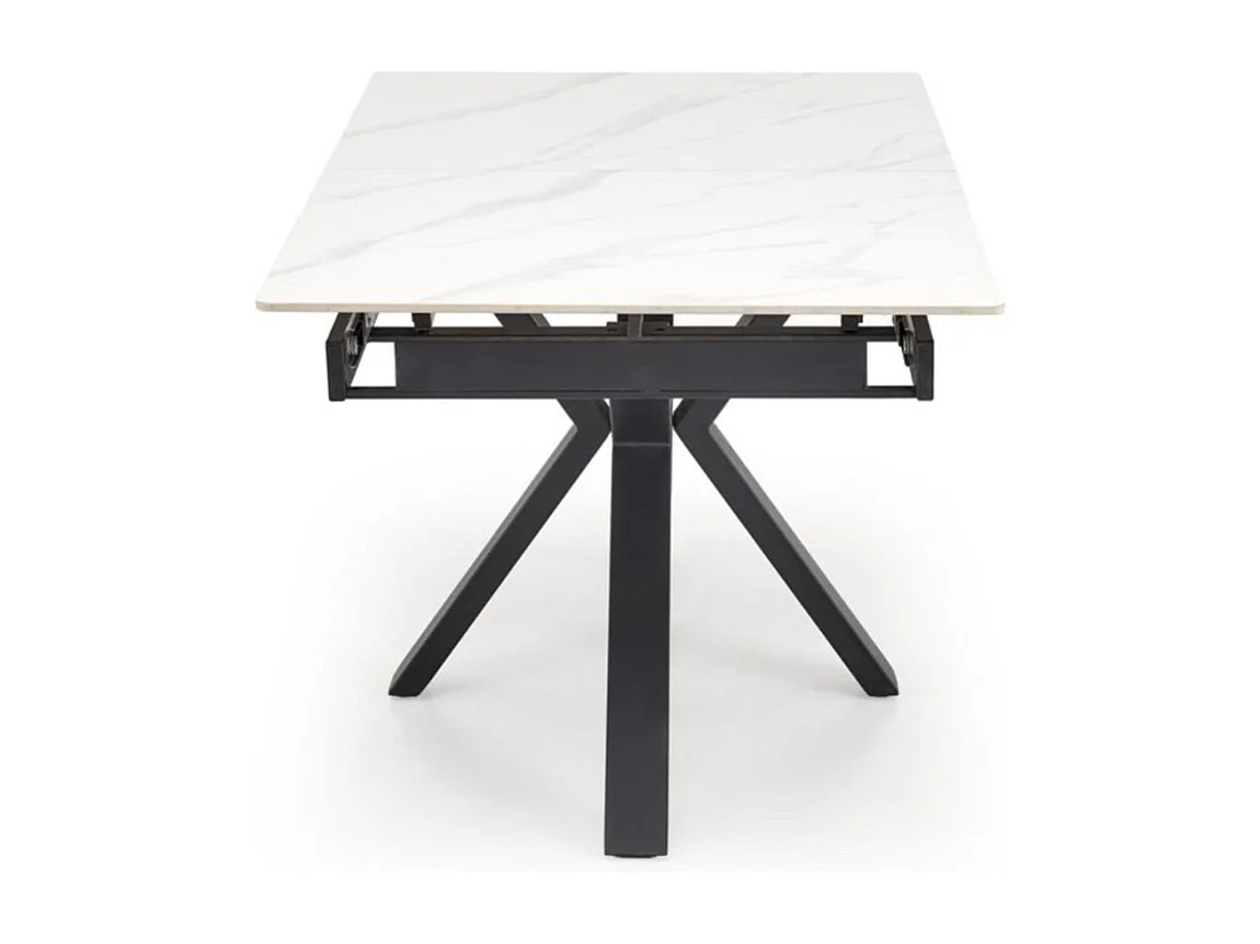 Mesa de comedor de diseño JUAN de aspecto mármol blanco 140-180 cm