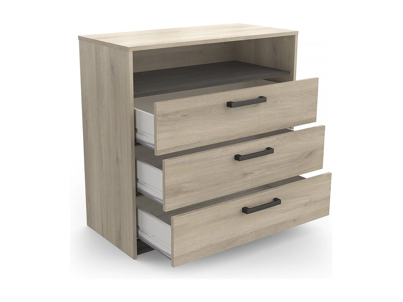 Cómoda Infantil "Watson" Marrom - Madeira de Qualidade, 3 Gavetas Espaçosas, Nicho de Armazenamento Aberto