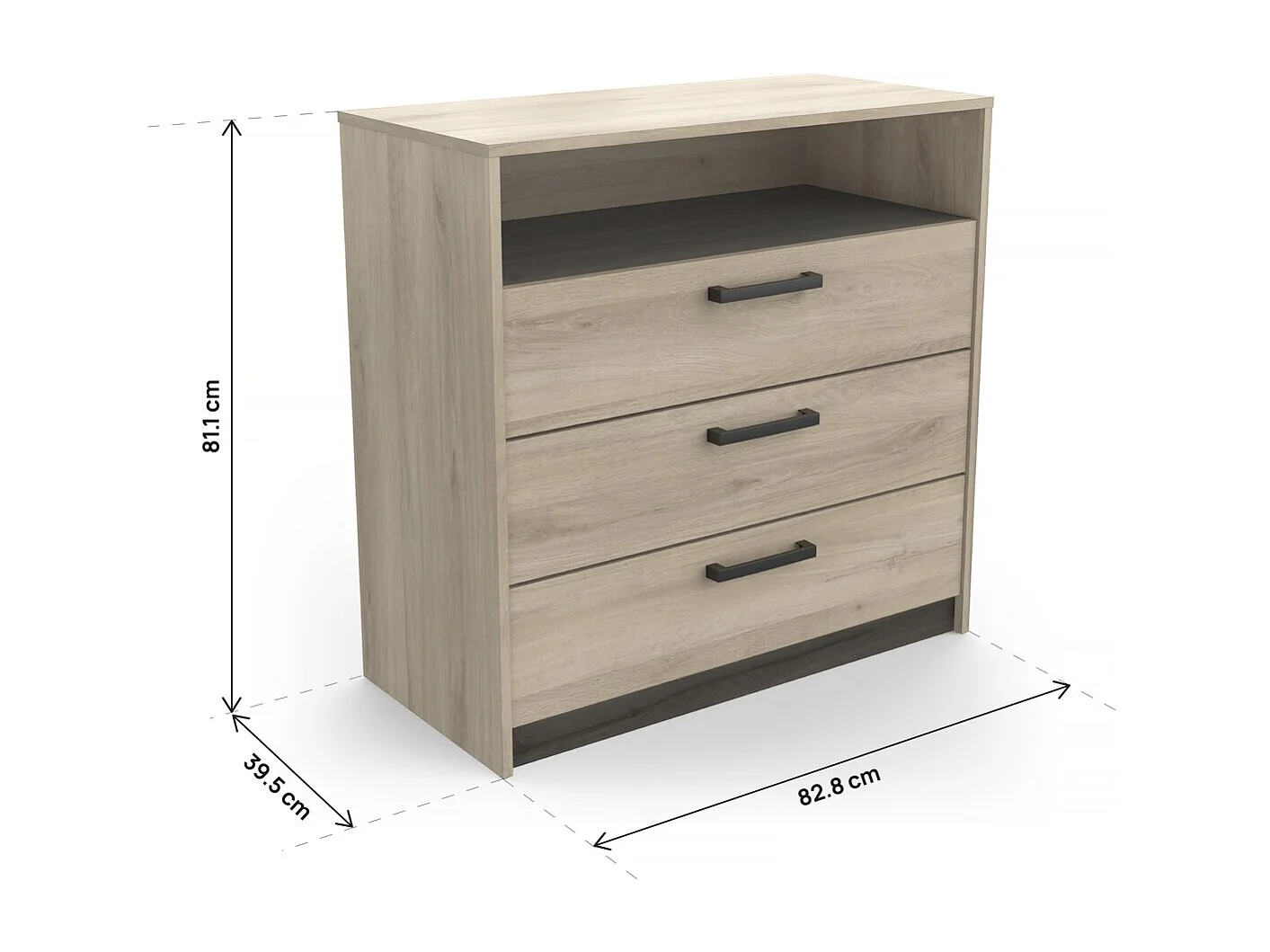 Cómoda Infantil "Watson" Marrom - Madeira de Qualidade, 3 Gavetas Espaçosas, Nicho de Armazenamento Aberto