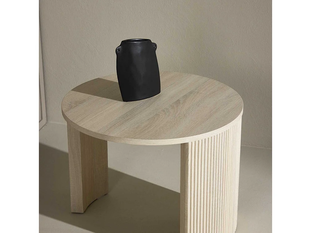 Table Basse Nervurée "Bristol" 60cm Naturel