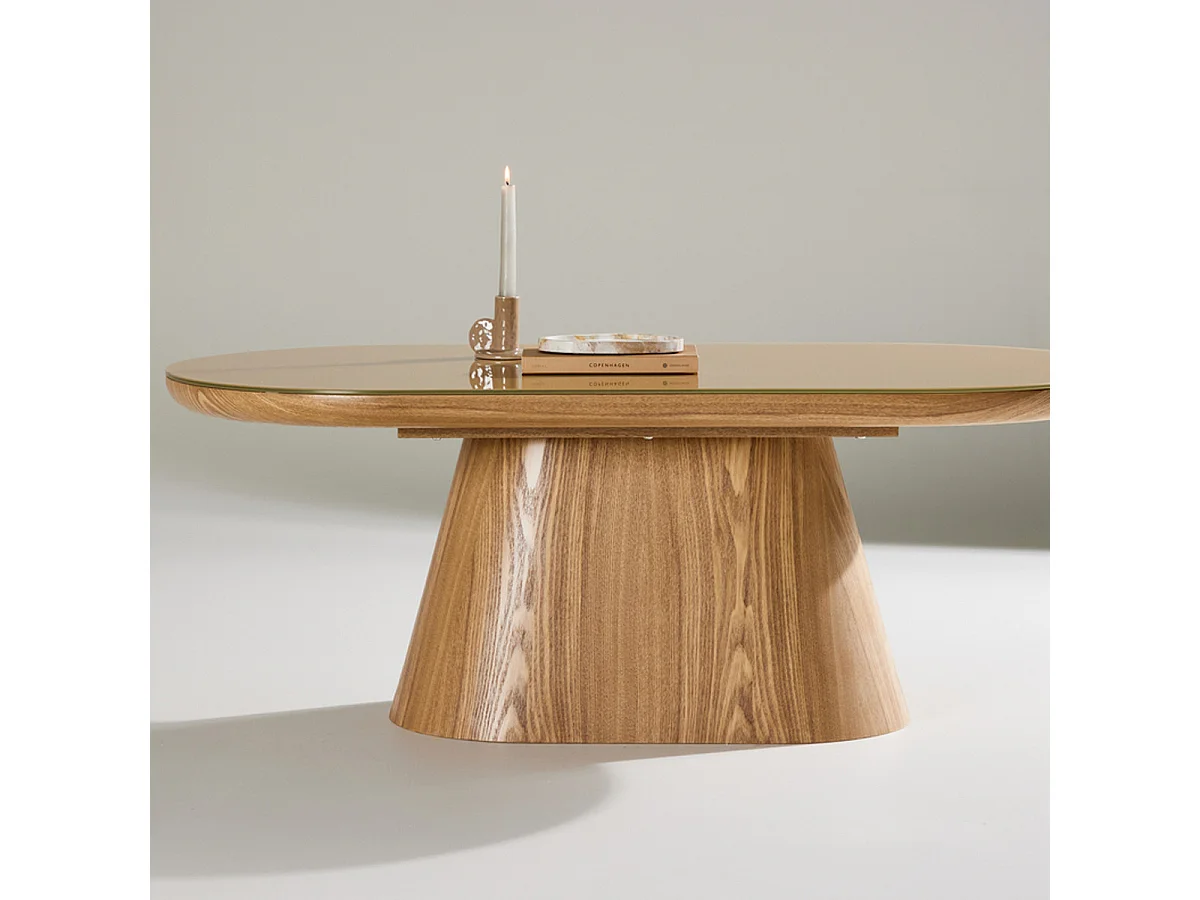 Table Basse en Verre "Castor" 120cm Naturel