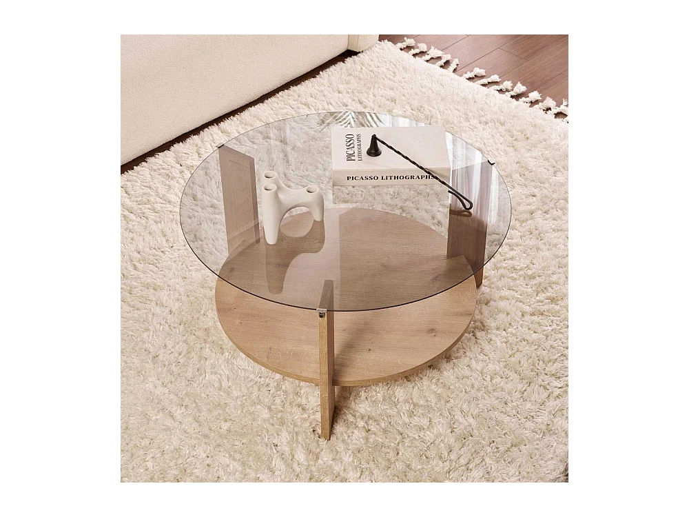 Table basse ronde en verre Clara