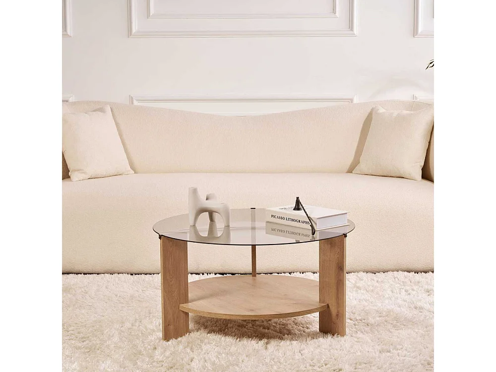 Table basse ronde en verre Clara