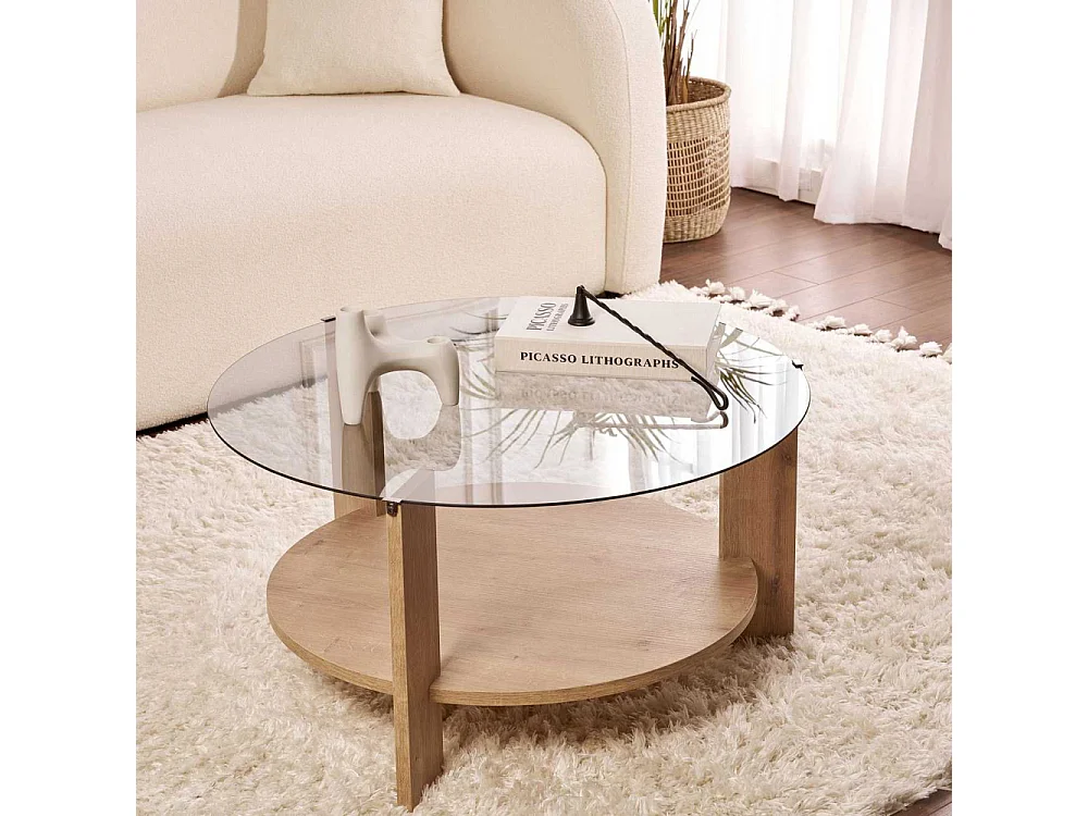 Table basse ronde en verre Clara