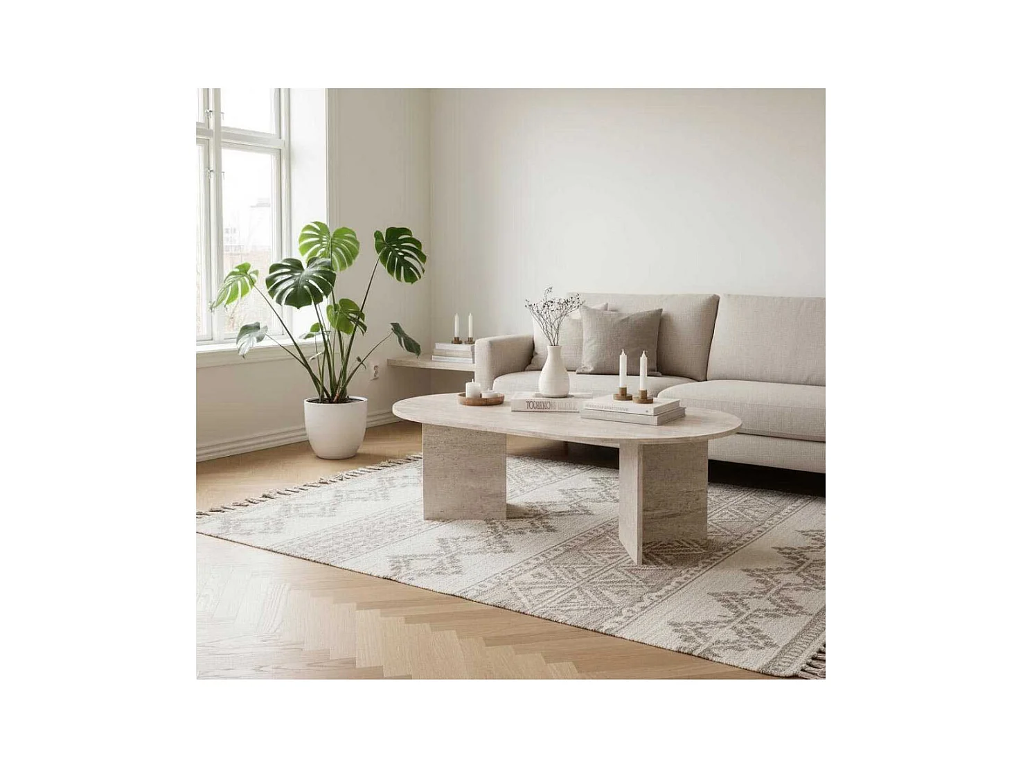 Table basse ovale en aggloméré Oscar