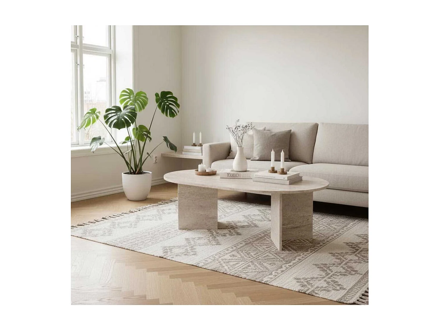 Table basse ovale en aggloméré Oscar