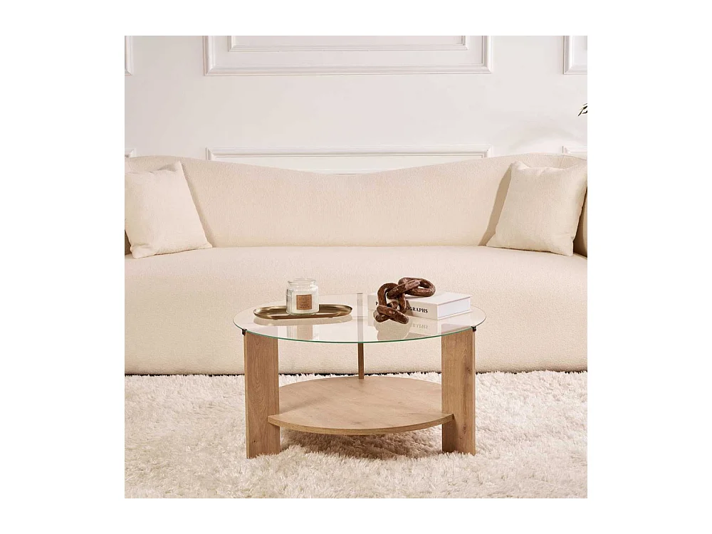 Table basse ronde en verre Clara