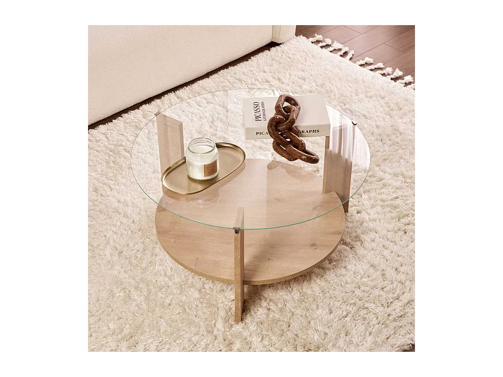 Table basse ronde en verre Clara