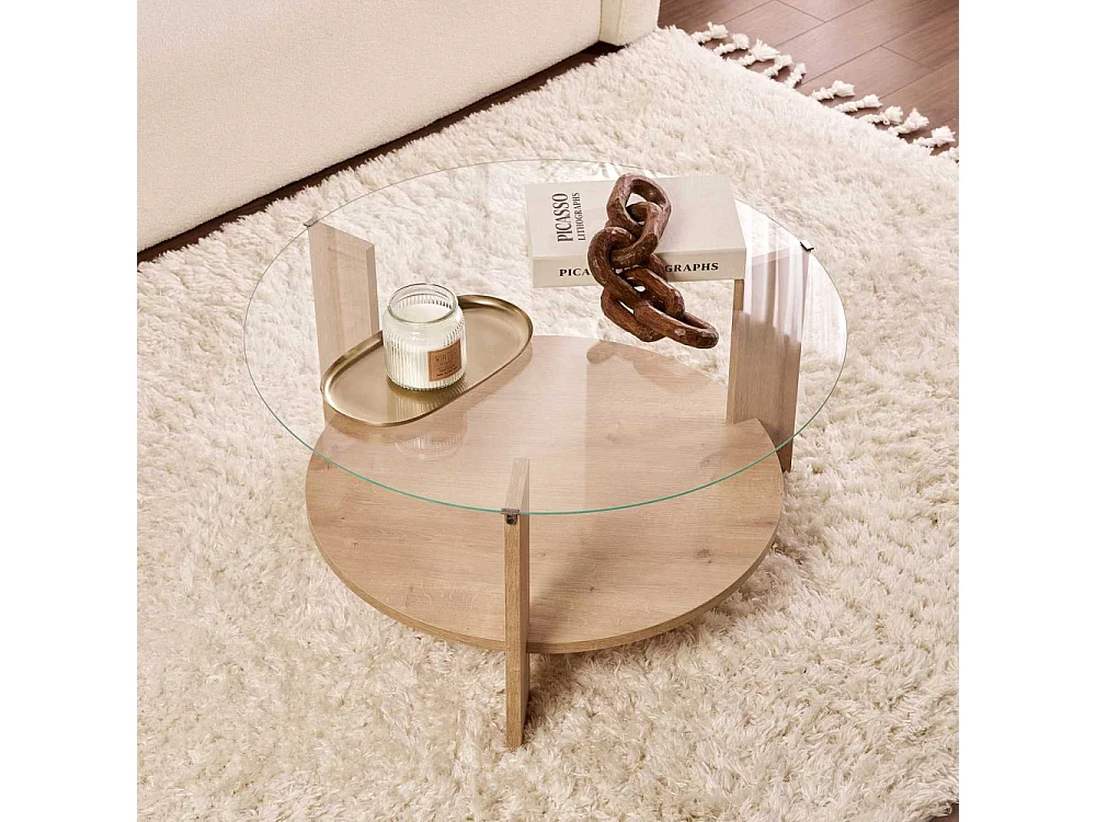 Table basse ronde en verre Clara