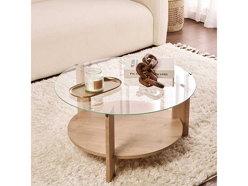 Table basse ronde en verre Clara
