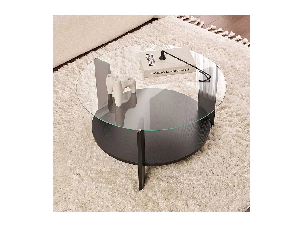 Table basse ronde en verre Clara