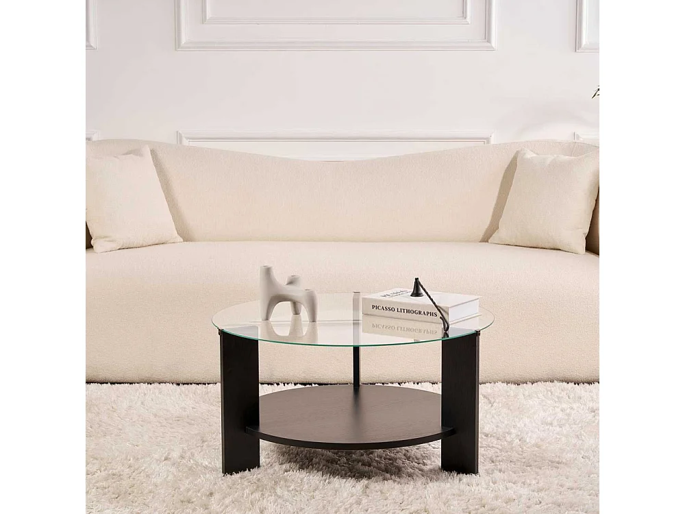 Table basse ronde en verre Clara