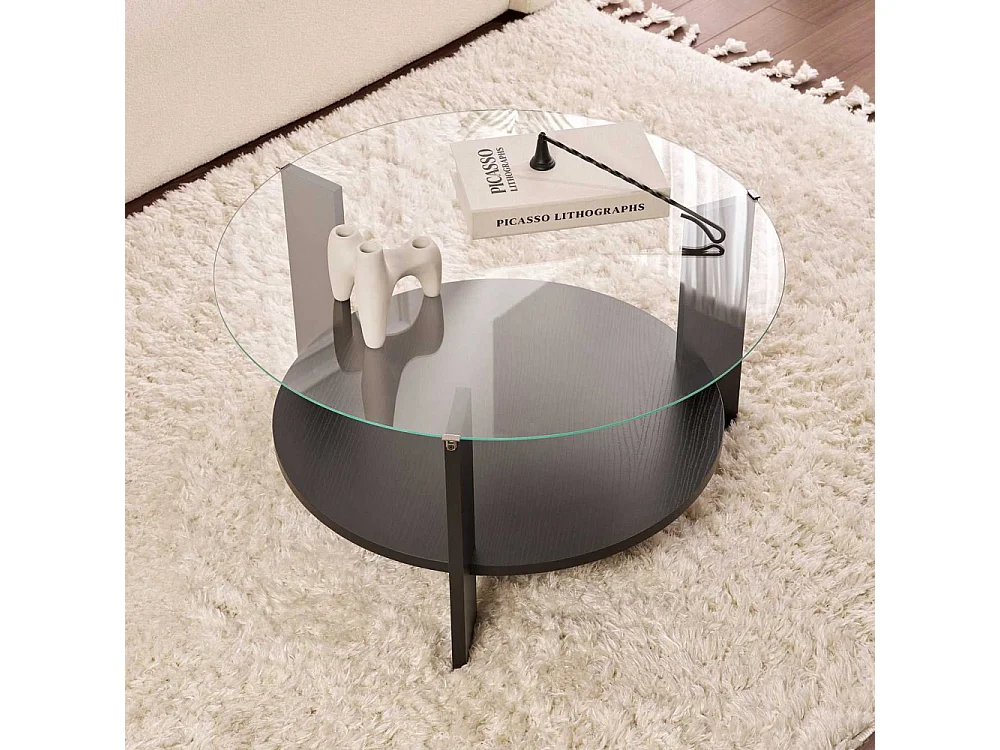 Table basse ronde en verre Clara