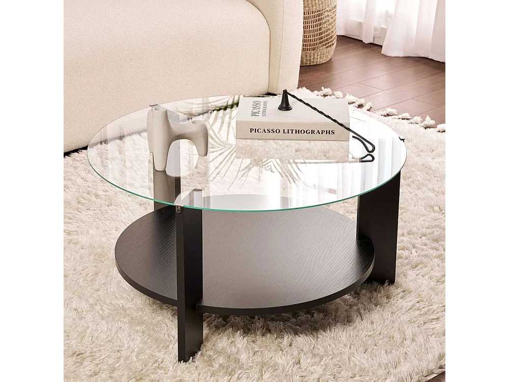 Table basse ronde en verre Clara