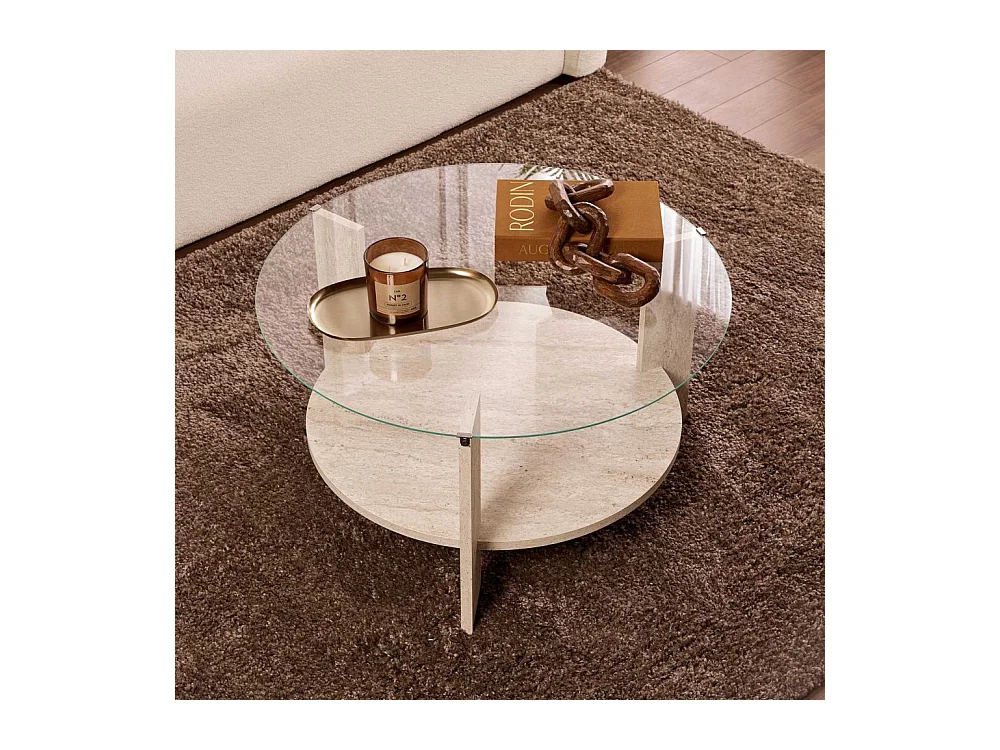 Table basse ronde en verre Clara