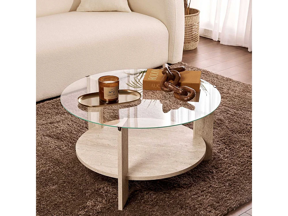 Table basse ronde en verre Clara