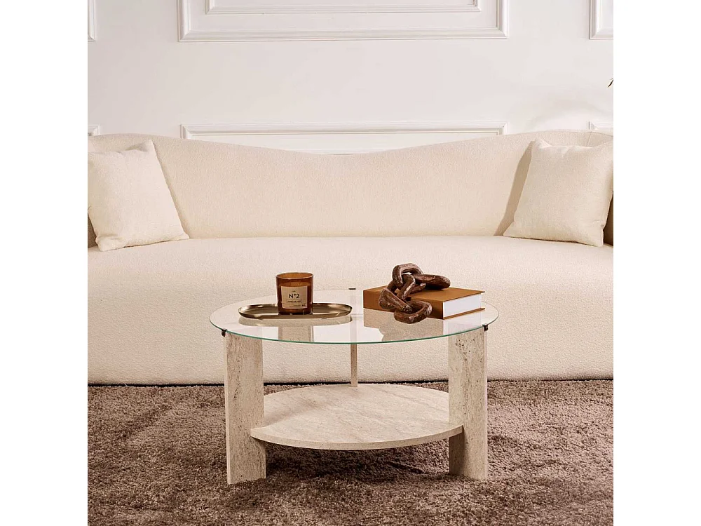 Table basse ronde en verre Clara