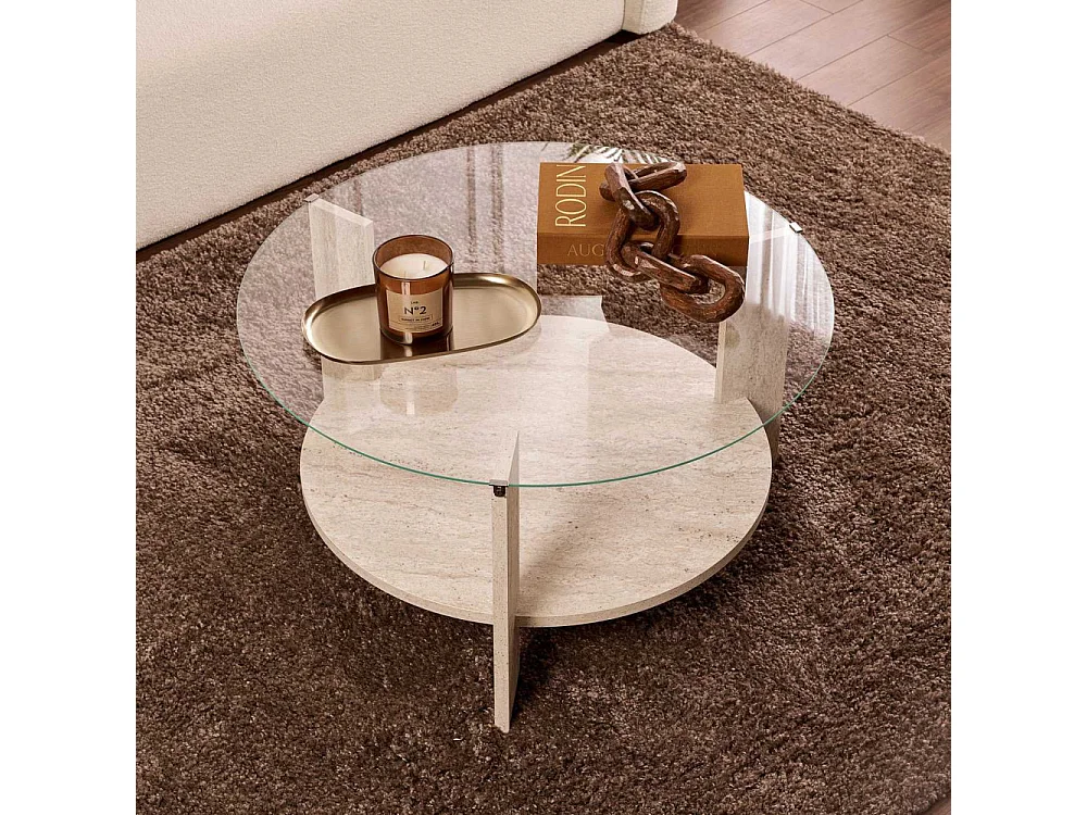 Table basse ronde en verre Clara
