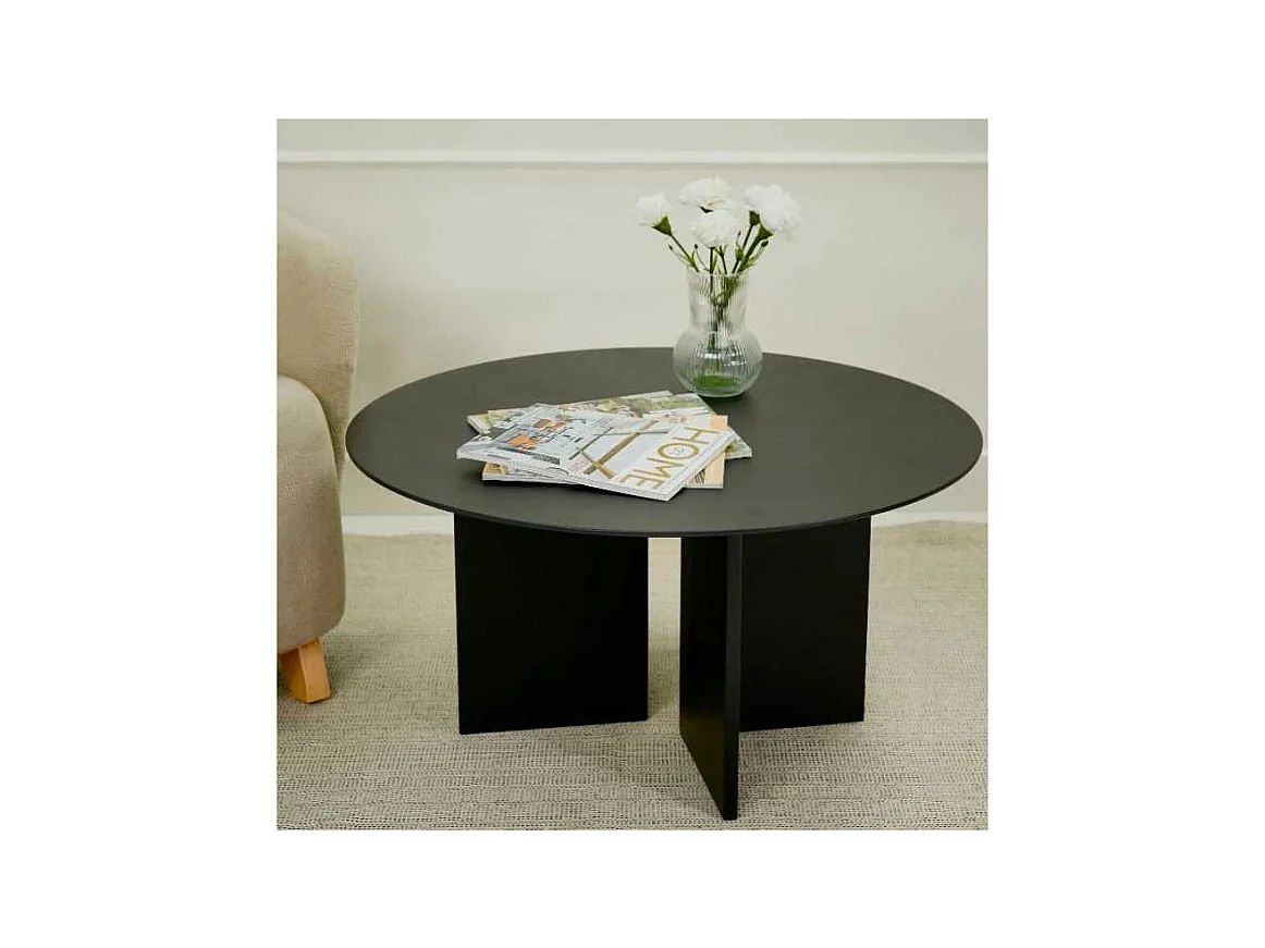 Table basse ronde 80 cm en aggloméré Leo