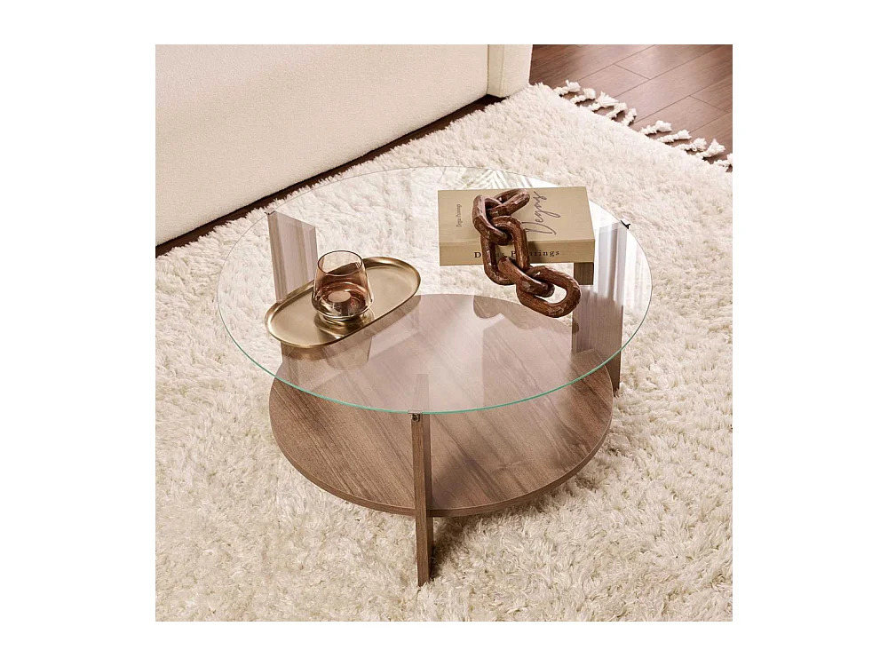 Table basse ronde en verre Clara