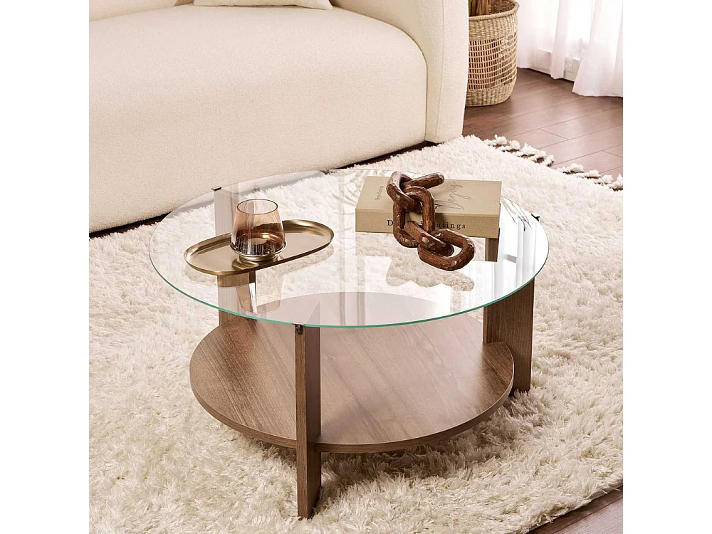 Table basse ronde en verre Clara