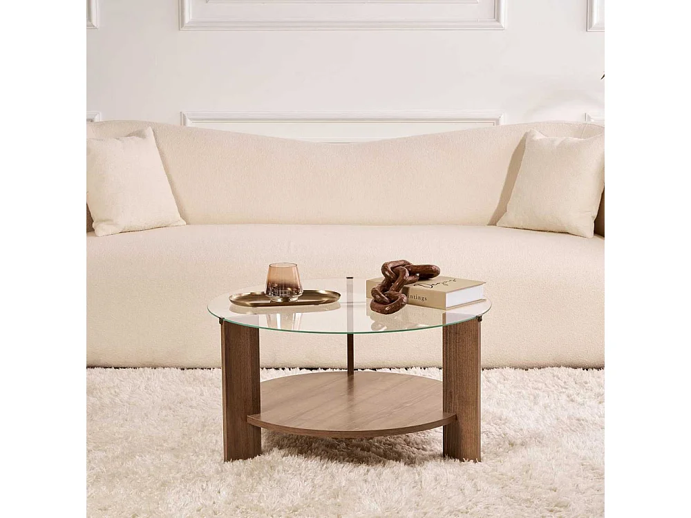 Table basse ronde en verre Clara