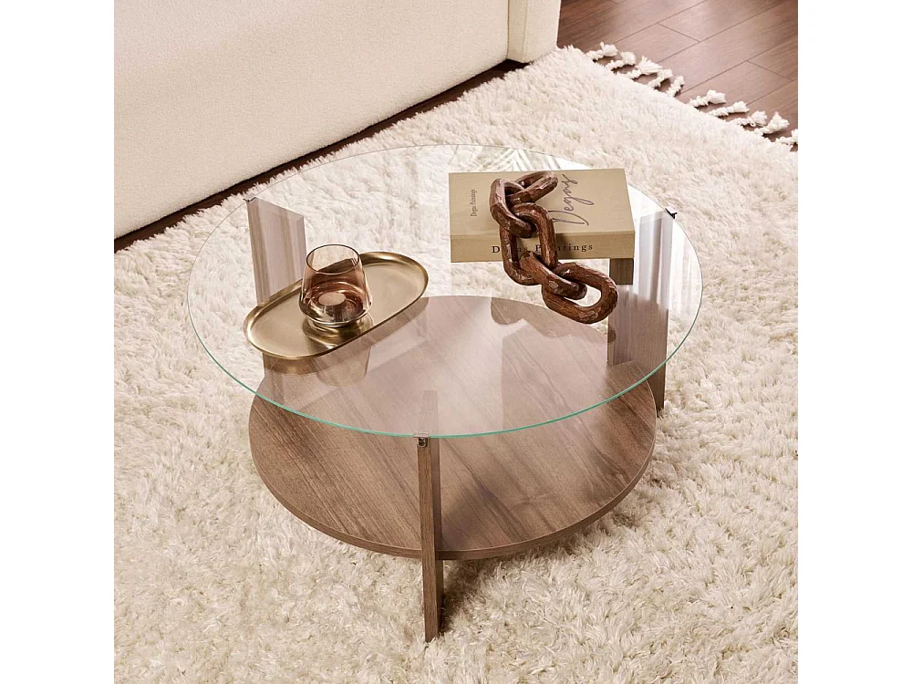 Table basse ronde en verre Clara