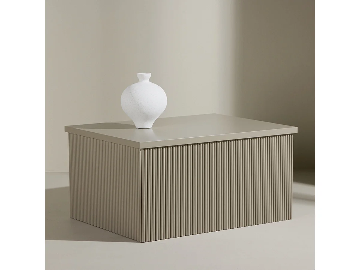 Table Basse Nervurée "Lenox" 80cm Beige