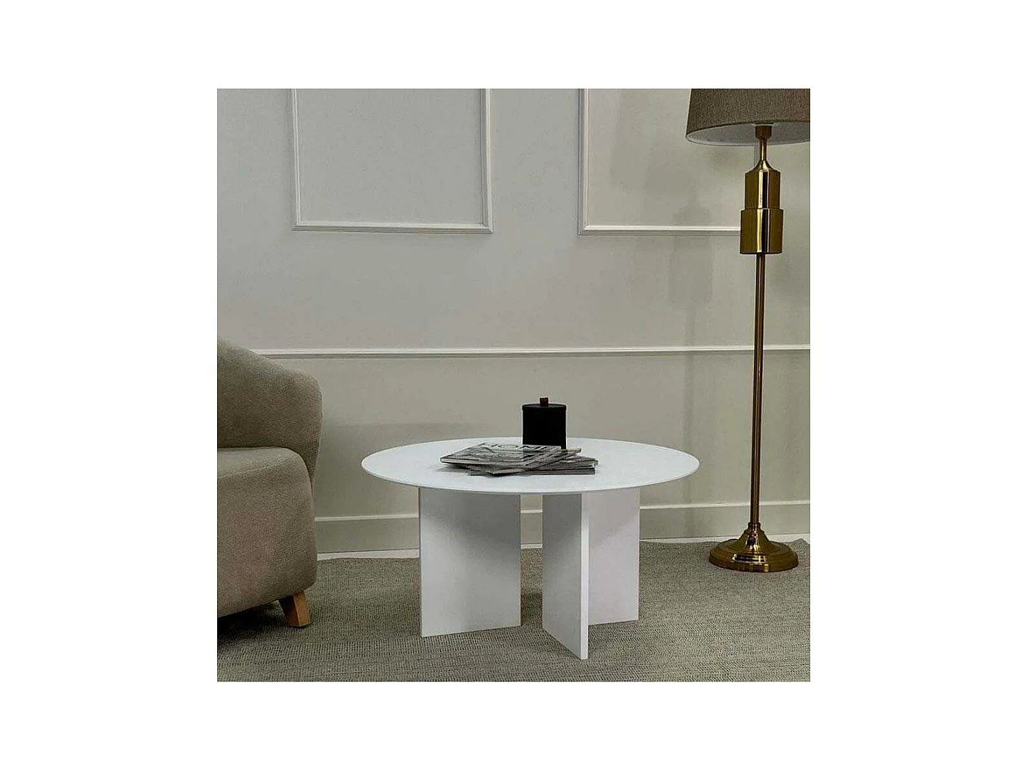 Table basse ronde 80 cm en aggloméré Leo