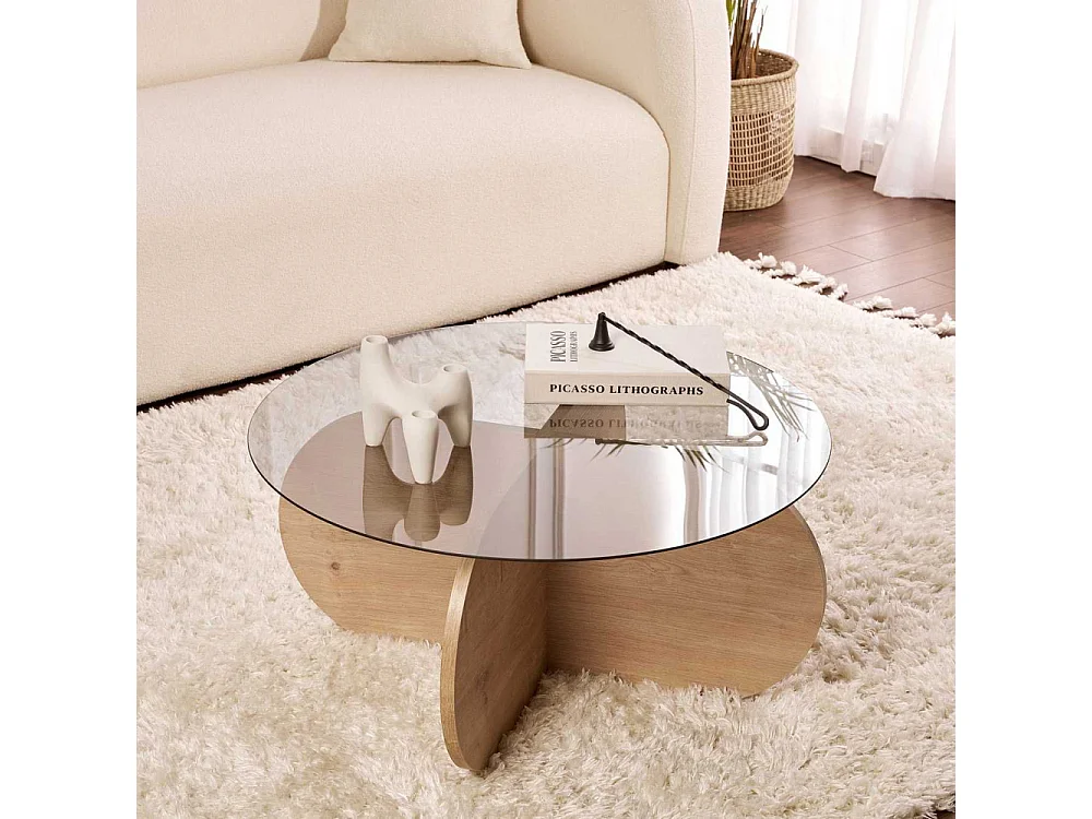 Table basse ronde en verre Aeris