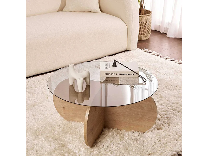 Table basse ronde en verre Aeris