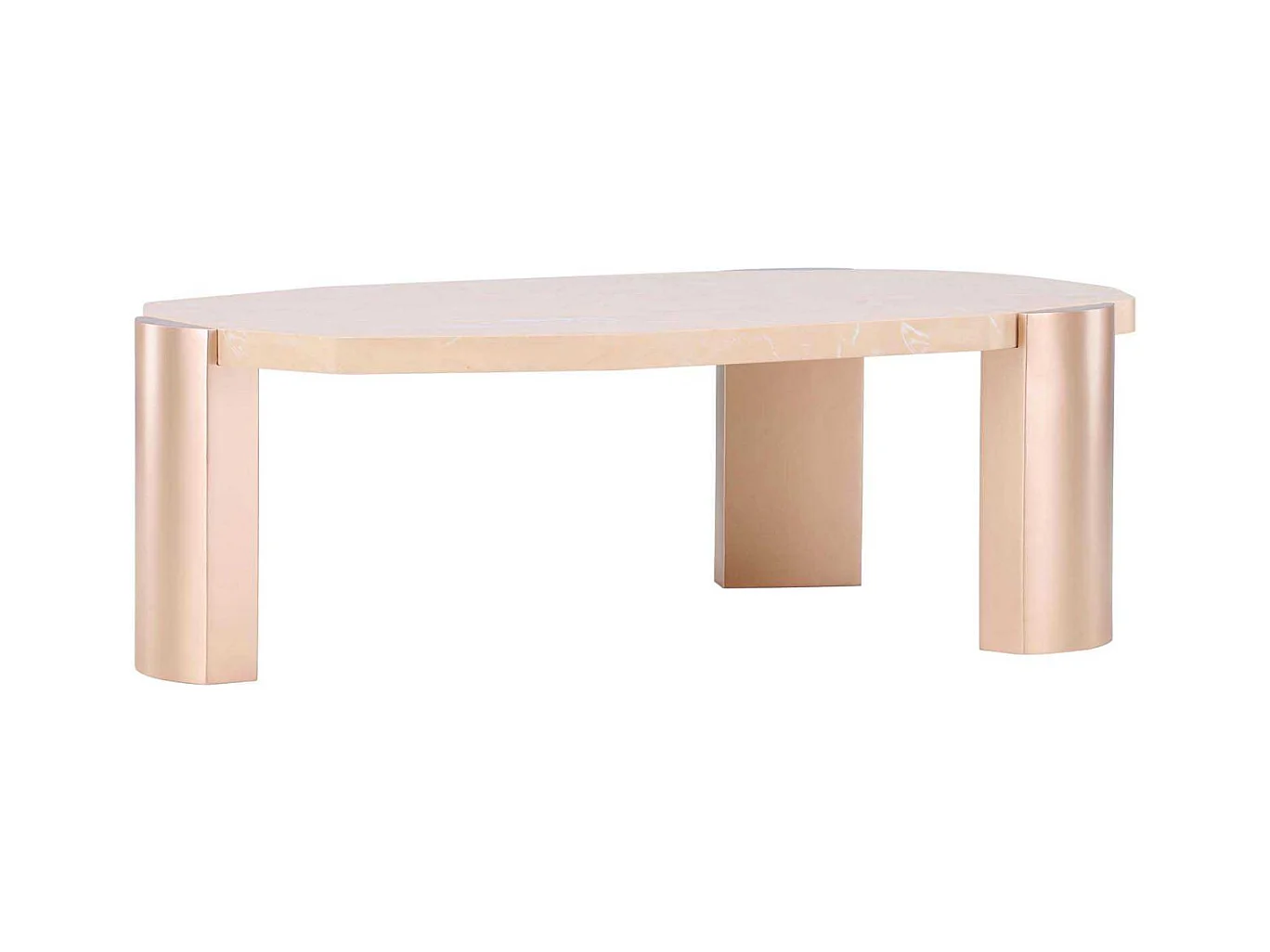 Table Basse Effet Marbre "Kres" 125cm Rose Gold