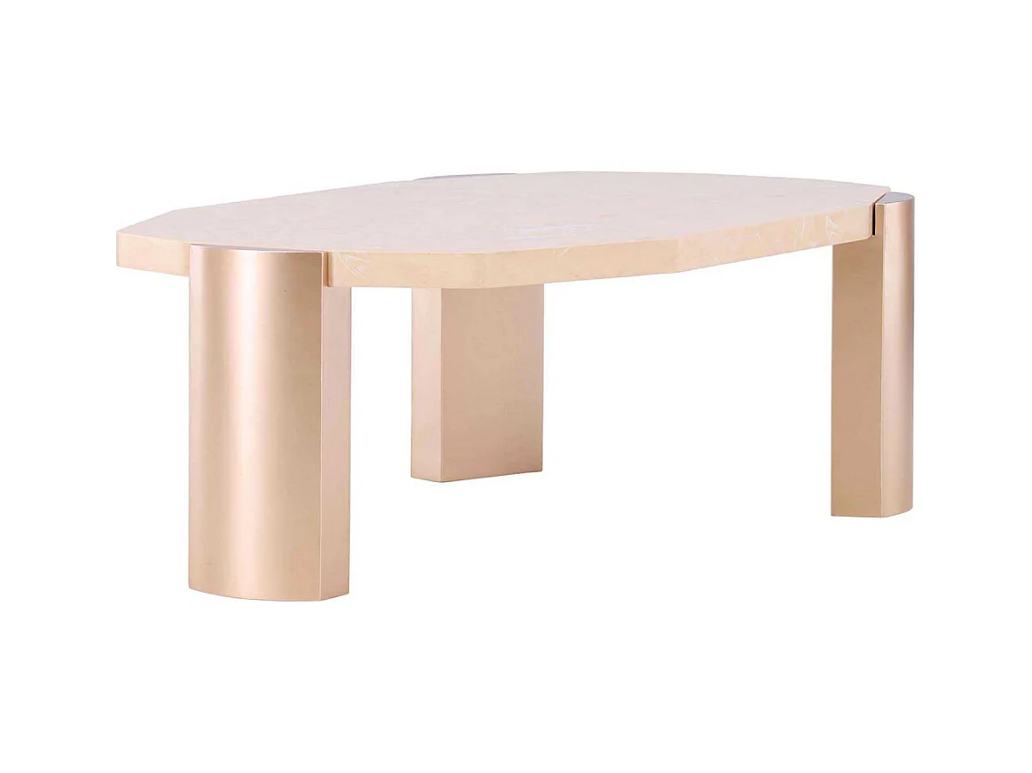 Table Basse Effet Marbre "Kres" 125cm Rose Gold