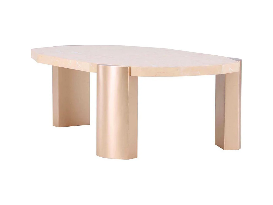 Table Basse Effet Marbre "Kres" 125cm Rose Gold